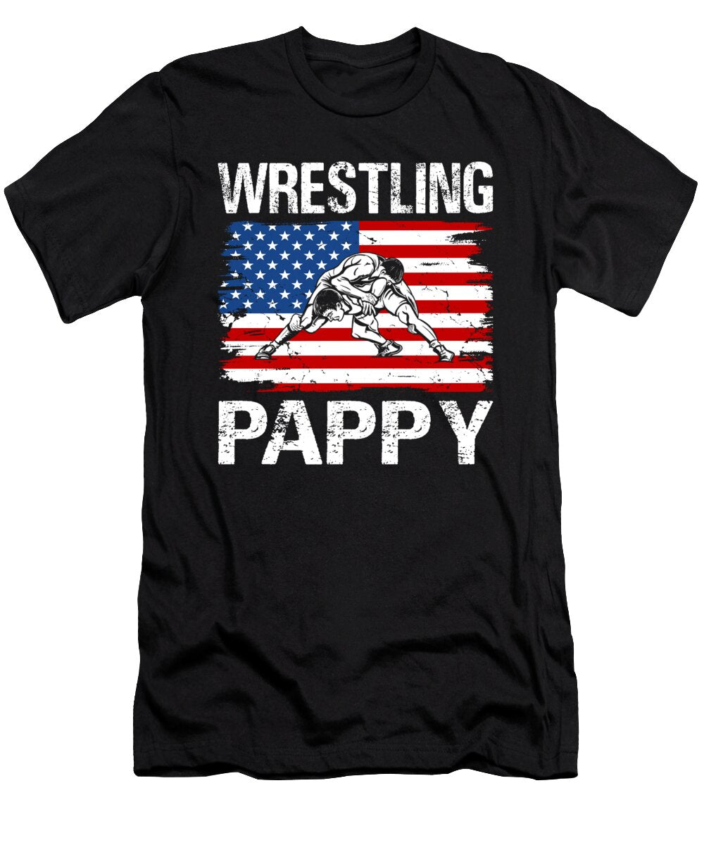 Wrestling Pappy Wrestler USA Flag Dhbubble T-Shirt