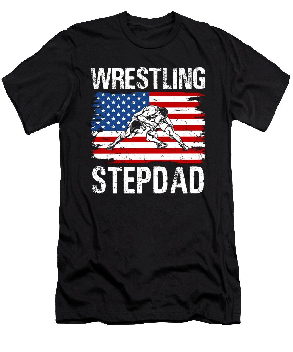 Wrestling Stepdad Wrestler USA Flag Dhbubble T-Shirt
