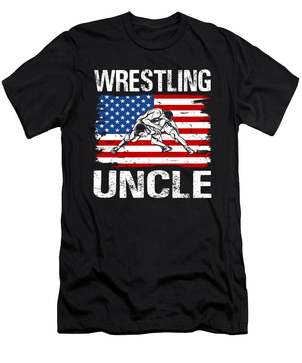 Wrestling Uncle Wrestler USA Flag Dhbubble T-Shirt