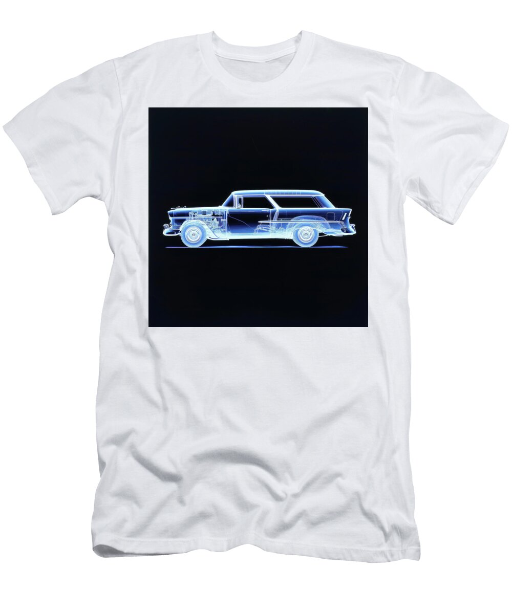 X Ray of 55 Chevy Nomad in White Line Art Yo Pedro T-Shirt