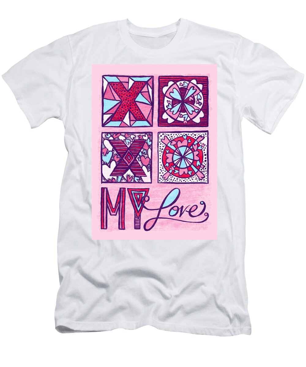 Xoxo My Love Valentines Day Greeting Card Art By Jen Montgomery Jen Montgomery T-Shirt