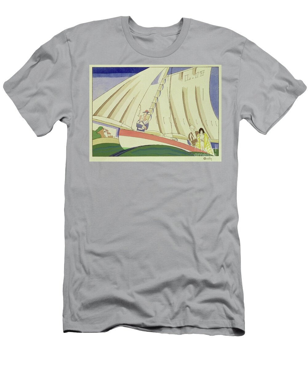 Yachting C1920 Stencil on Paper Charles Martin T-Shirt