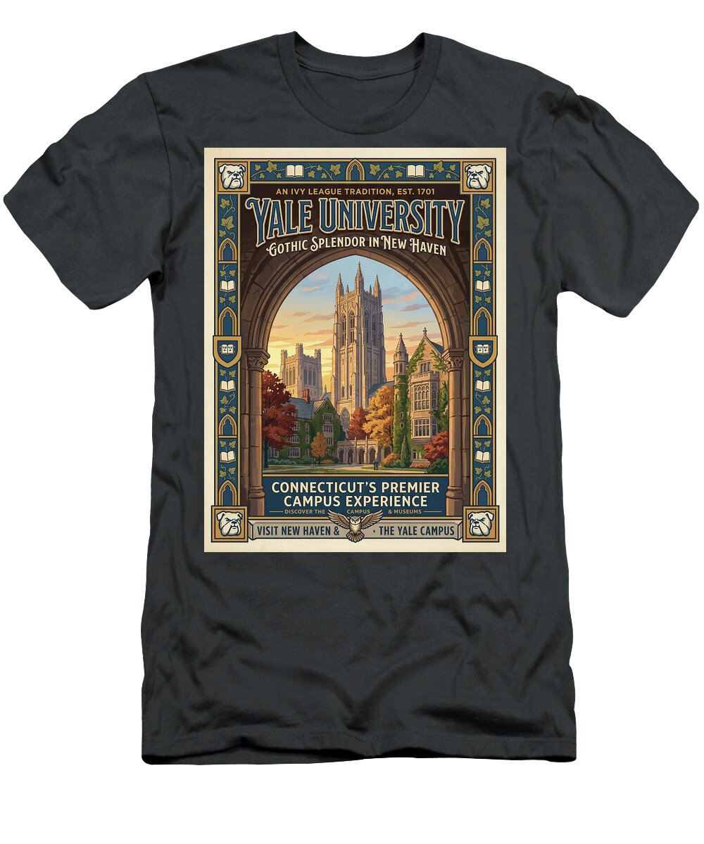 Yale University Gothic Campus Iconic Vintage Travel Poster Sampadart Gallery T-Shirt