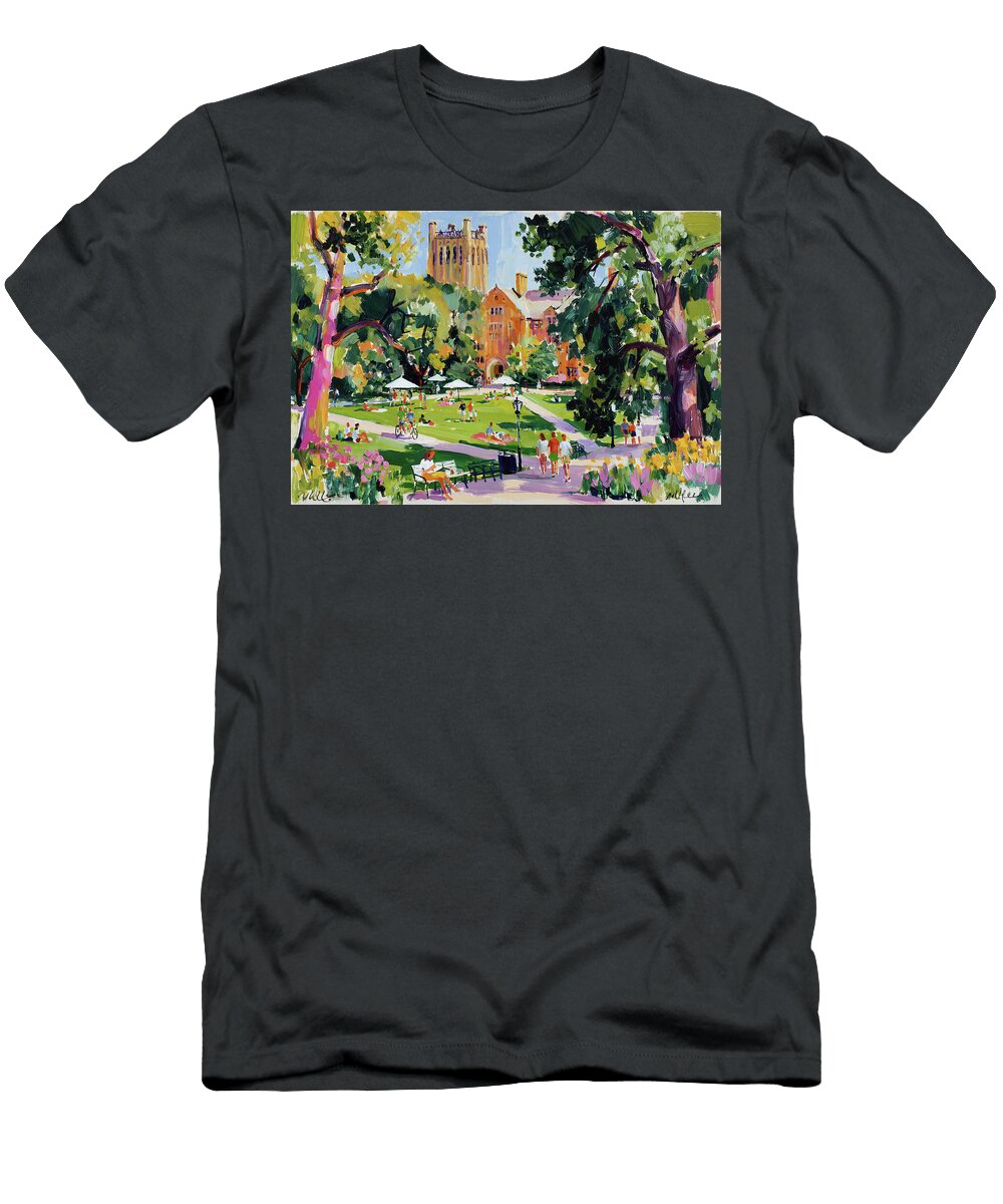 Yale University Lively Campus Green Scene Sampadart Gallery T-Shirt