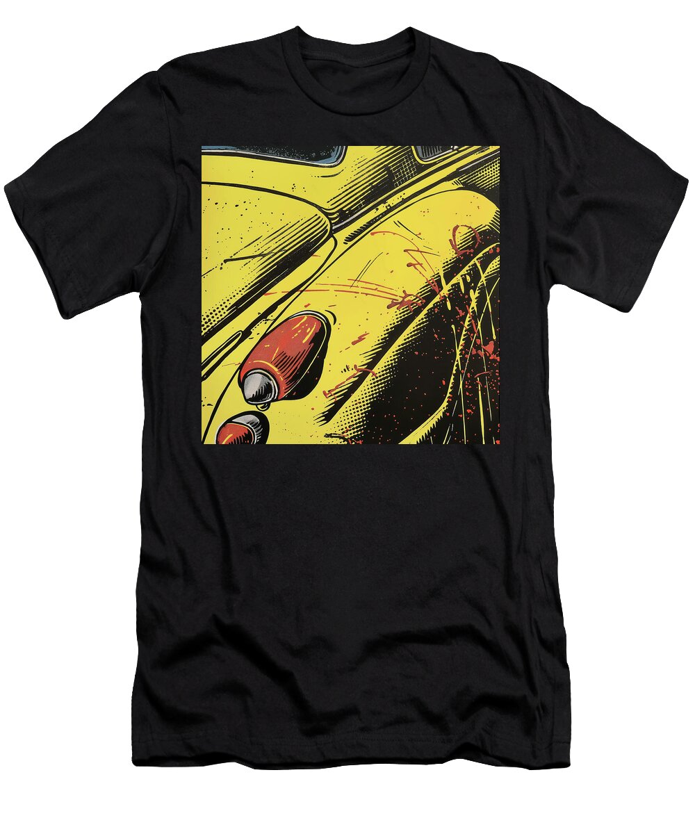 Yellow Rear Car Fender Comic Book Art 73 Mad Paperairplanes T-Shirt