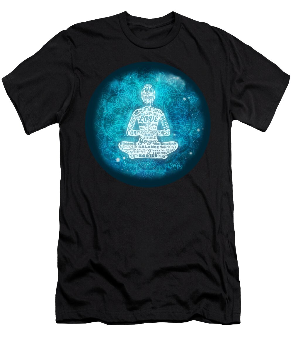 Yoga Woman Meditating Mandala Laura Ostrowski T-Shirt