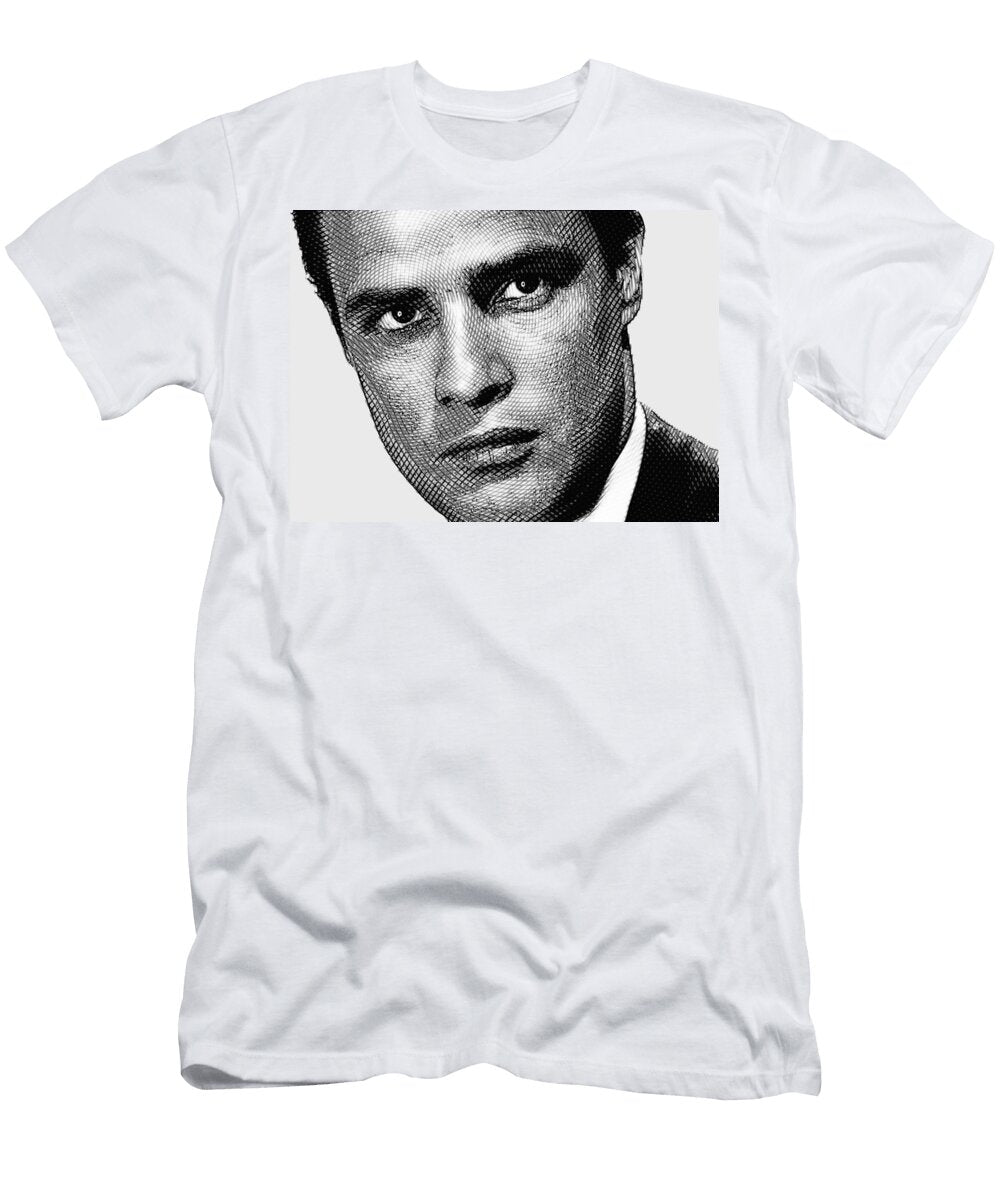 Young Marlon Brando Etching Black Gray Tony Rubino T-Shirt