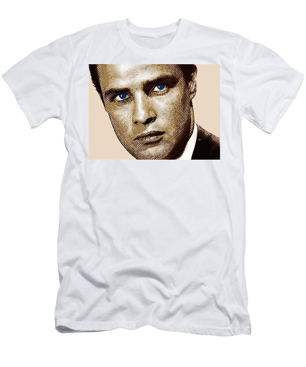 Young Marlon Brando Etching Sepia Gold Tony Rubino T-Shirt
