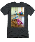 Young Woman in Yoga Pose with One Leg Up on Wooden Bench Maria Kray T-Shirt