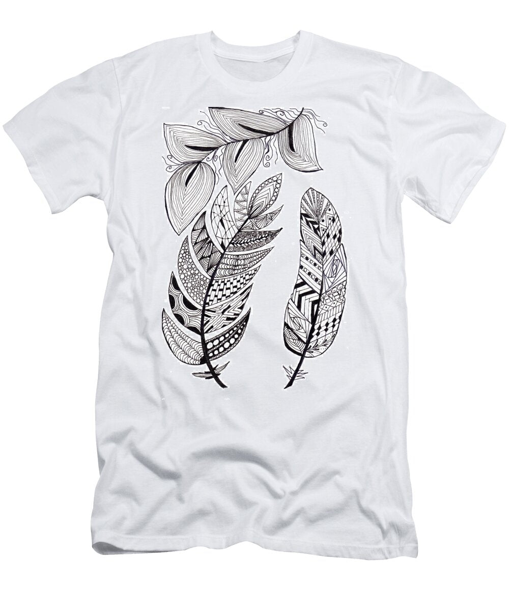 Zentangle Hand Drawn Decorative Feathers Irina Moskalev T-Shirt