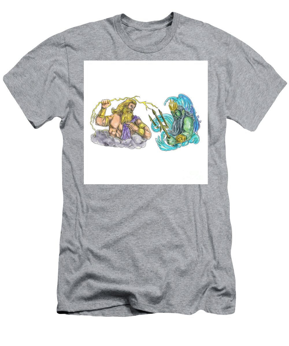 Zeus Thunderbolt Vs Poseidon Trident Tattoo Aloysius Patrimonio T-Shirt