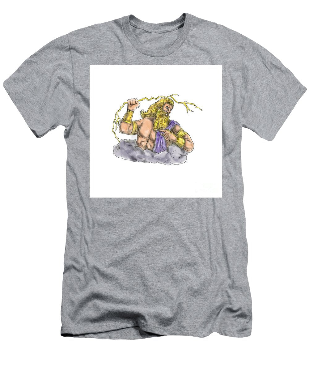 Zeus Wielding Thunderbolt Lightning Tattoo Aloysius Patrimonio T-Shirt